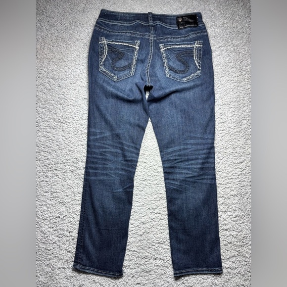 Silver Jeans Womens 28 Suki Capri Mid Rise Fluid Denim Big Stitch Embroidered - Picture 5 of 6